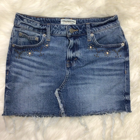 Lucky Brand Yellowstone Western Ranch Beth Dutton Denim Skirt Studded - Picture 1 of 12